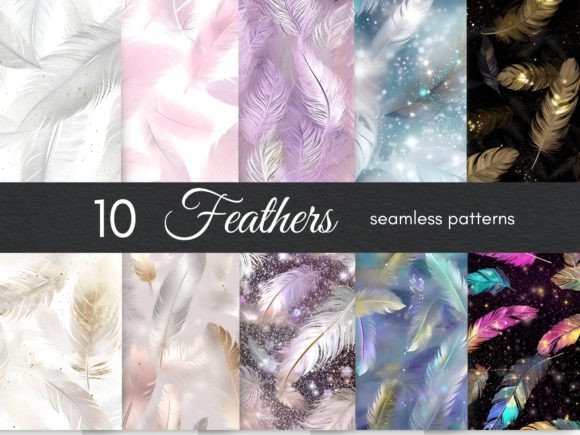 Download Seamless Feather Pattern Digital Paper - Premium Bundle